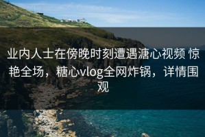 业内人士在傍晚时刻遭遇溏心视频 惊艳全场，糖心vlog全网炸锅，详情围观