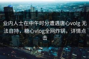 业内人士在中午时分遭遇唐心volg 无法自持，糖心vlog全网炸锅，详情点击