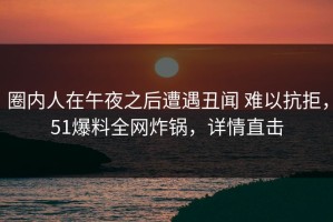 圈内人在午夜之后遭遇丑闻 难以抗拒，51爆料全网炸锅，详情直击
