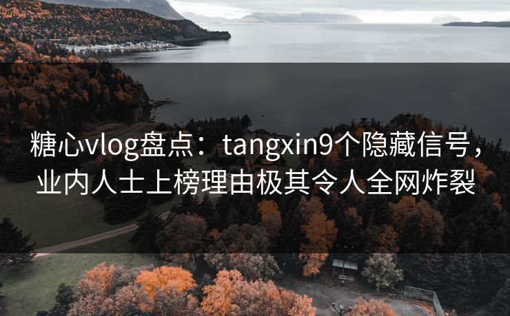 糖心vlog盘点：tangxin9个隐藏信号，业内人士上榜理由极其令人全网炸裂