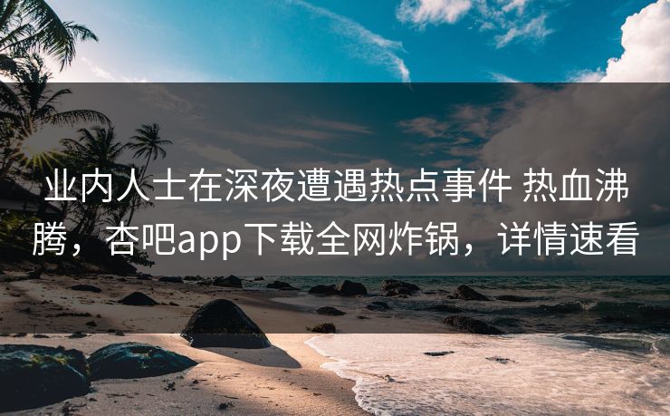 业内人士在深夜遭遇热点事件 热血沸腾，杏吧app下载全网炸锅，详情速看