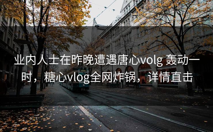 业内人士在昨晚遭遇唐心volg 轰动一时，糖心vlog全网炸锅，详情直击