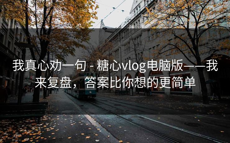 我真心劝一句 - 糖心vlog电脑版——我来复盘，答案比你想的更简单